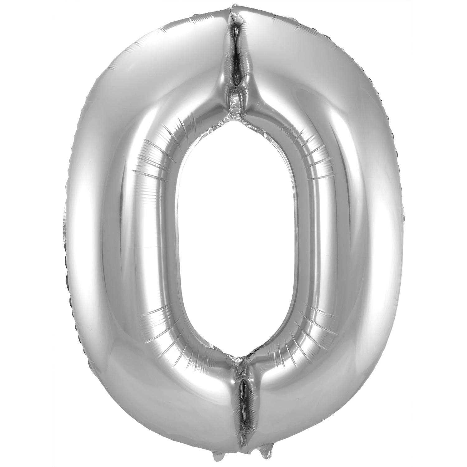Folienballon Zahl 0 - Silber - 86 cm